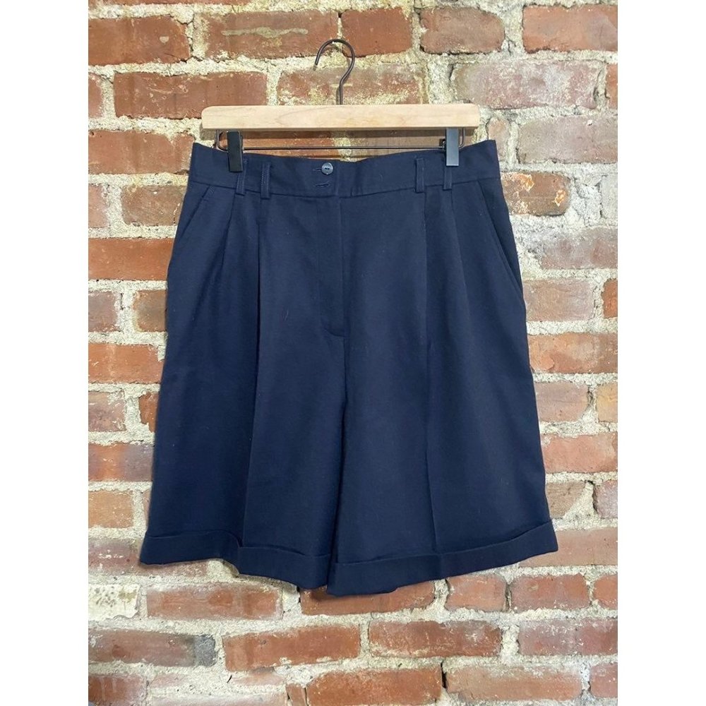 Vintage Rafaella Dress Pleat Shorts Navy Worsted Wool